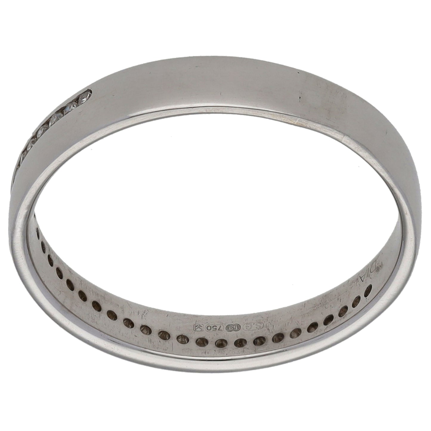 18ct White Gold 0.20ct Diamond Patterned Wedding Ring Size O