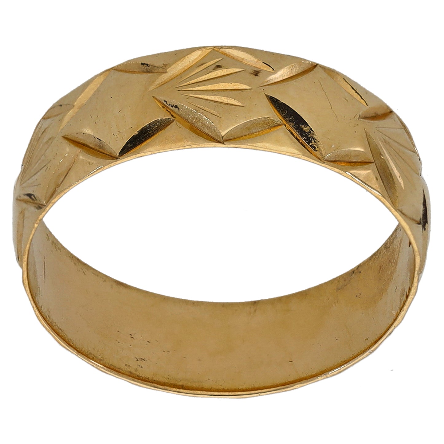 9ct Gold Patterned Wedding Ring Size Q
