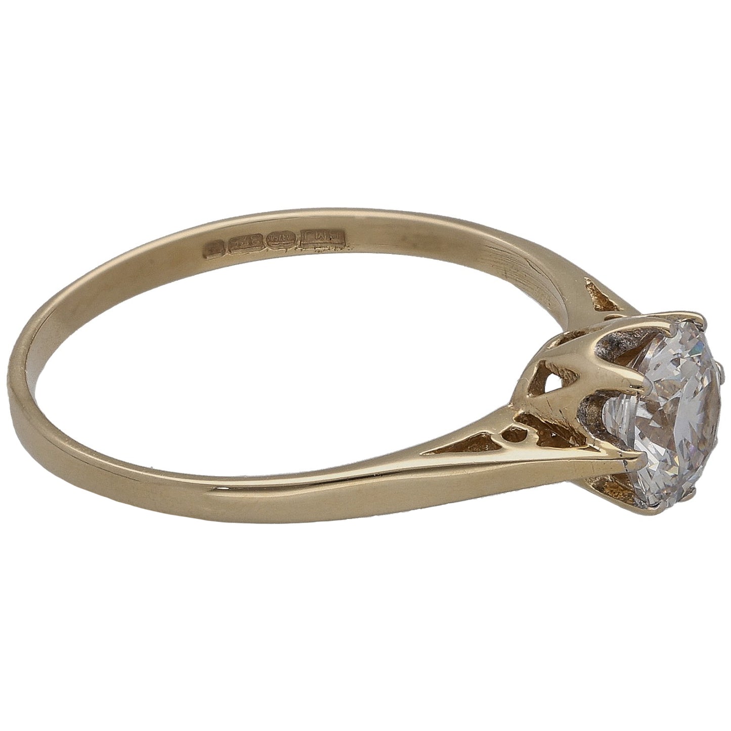 9ct Gold Cubic Zirconia Single Stone Ring Size P
