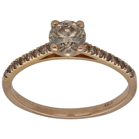 18ct Gold 0.66ct Diamond Solitaire Ring With Accent Stones Size M