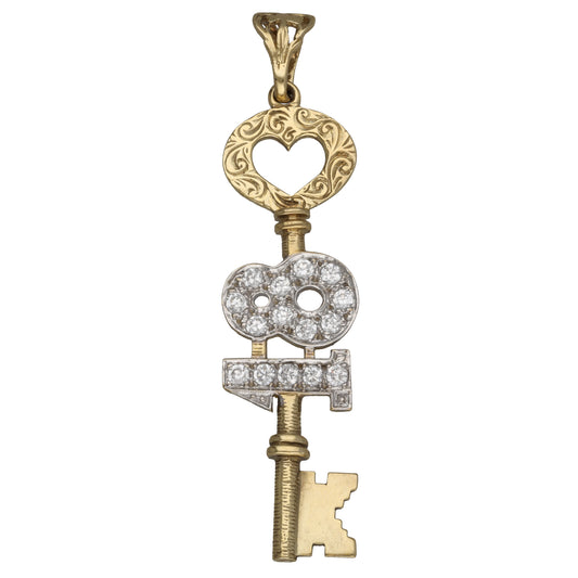 9ct Gold Cubic Zirconia Key Pendant