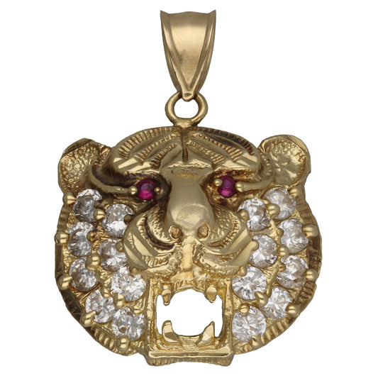 9ct Gold Imitation Tiger Head Pendant