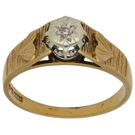 9ct Gold 0.03ct Diamond Solitaire Ring Size O