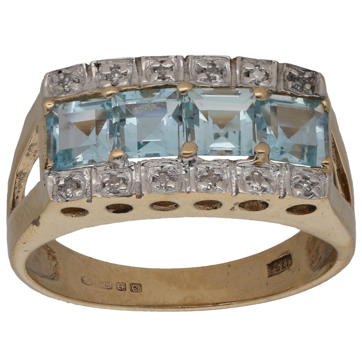 9ct Gold Topaz & 0.06ct Diamond Dress/Cocktail Ring Size N