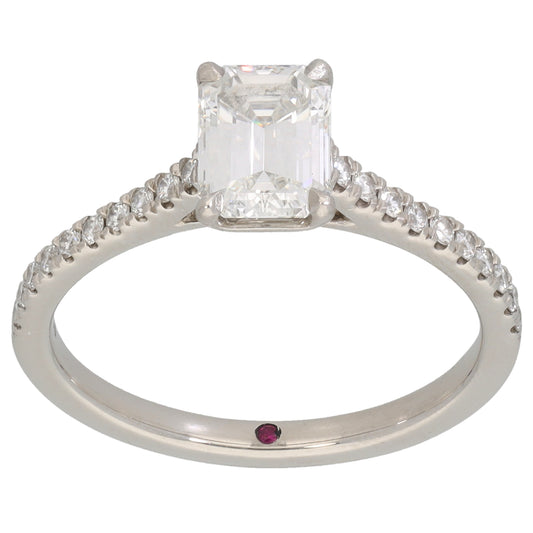 Platinum 1.48ct Diamond Solitaire Ring With Accent Stones Size O