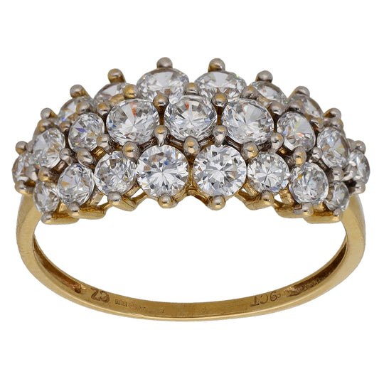 9ct Gold Cubic Zirconia Dress/Cocktail Ring Size P