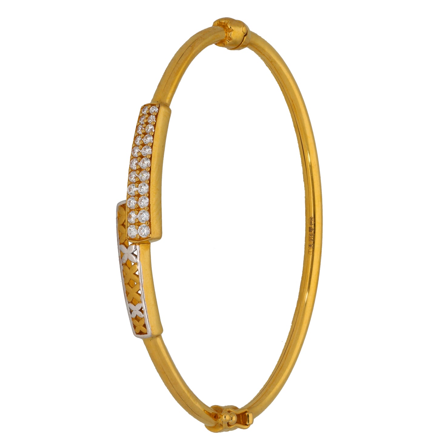 22ct Gold Cubic Zirconia Hinged/Clasp Bangle