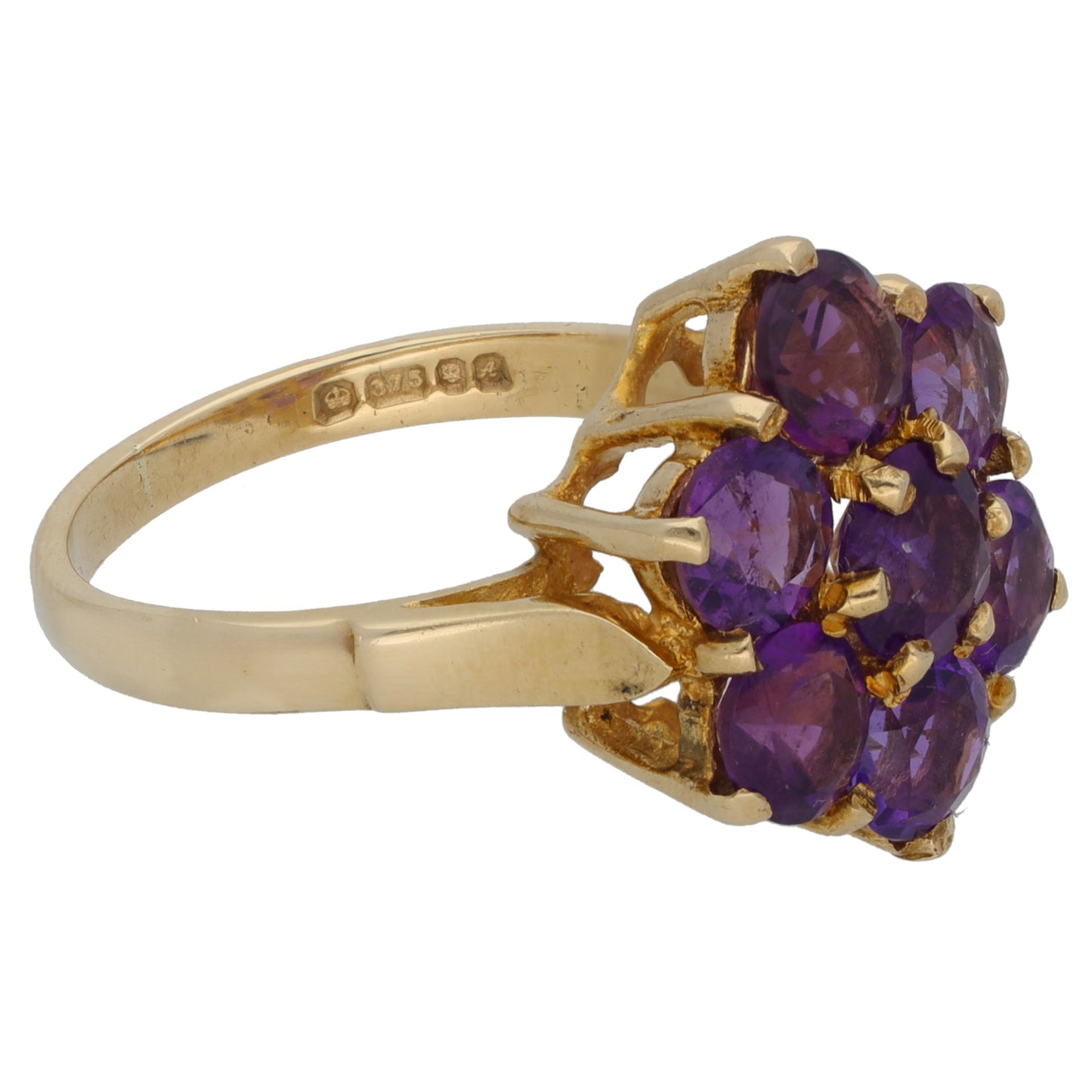 9ct Gold Amethyst Dress/Cocktail Ring Size O