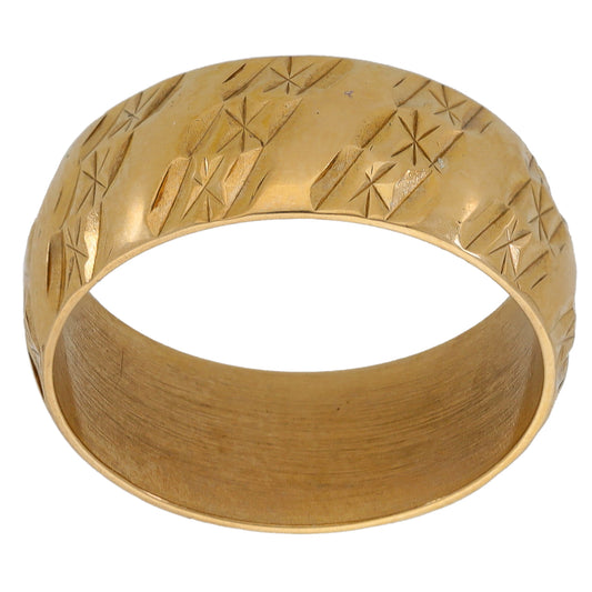 9ct Gold Patterned Wedding Ring Size R