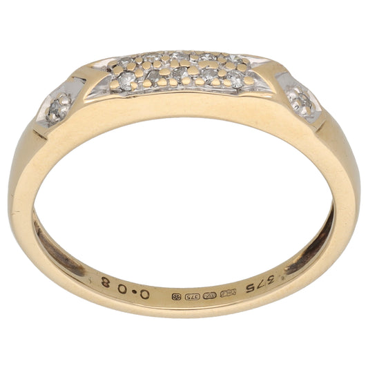 9ct Gold 0.08ct Diamond Half Eternity Ring Size P
