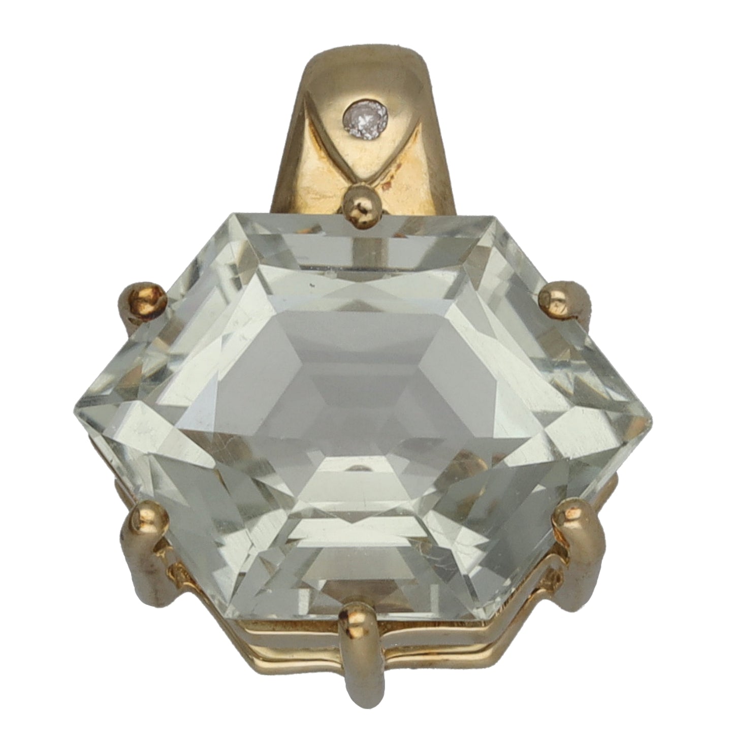 9ct Gold Quartz Single Stone Pendant