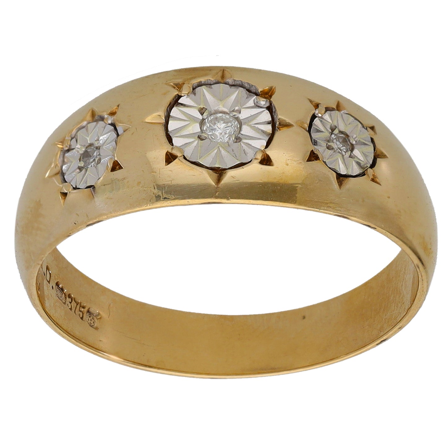 9ct Bicolour Gold 0.035ct Diamond Trilogy Ring Size U