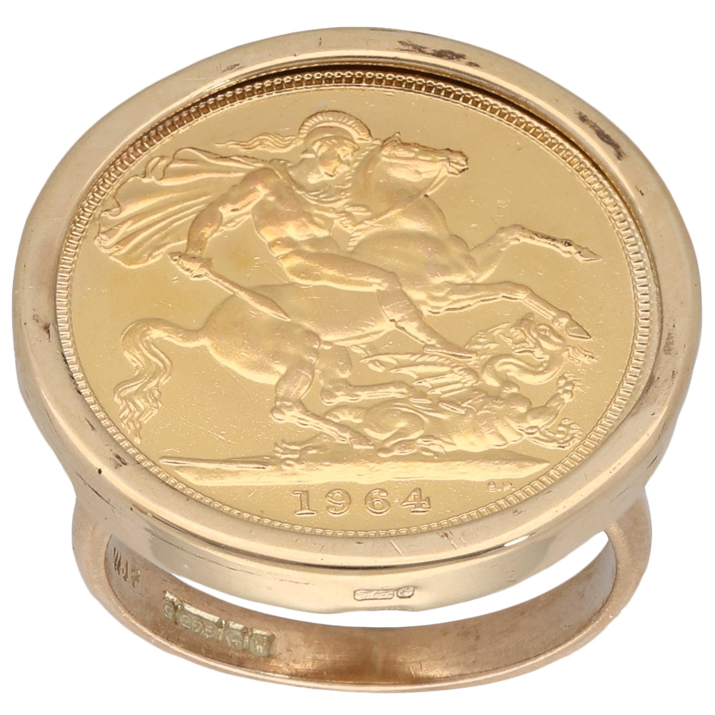 9ct Gold Full Sovereign Coin Ring Size O