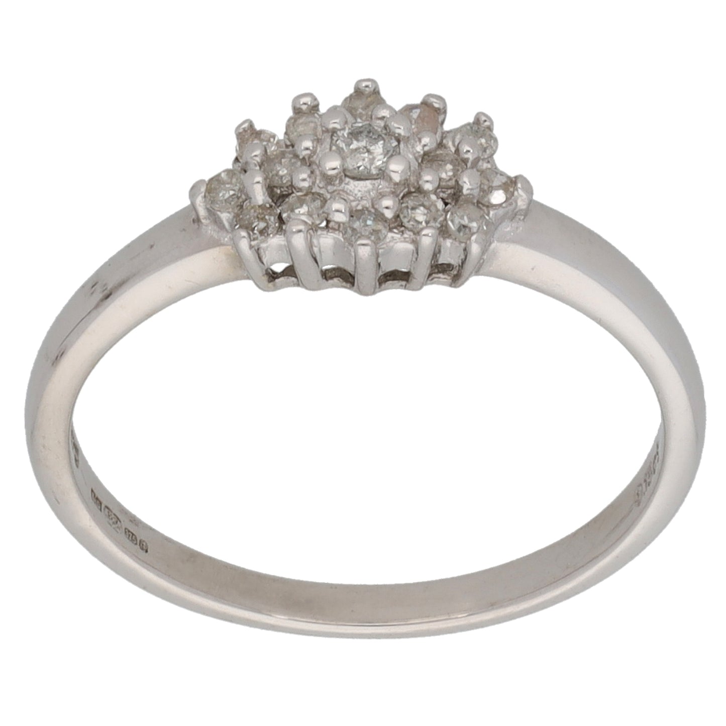 9ct White Gold 0.15ct Diamond Cluster Ring Size K