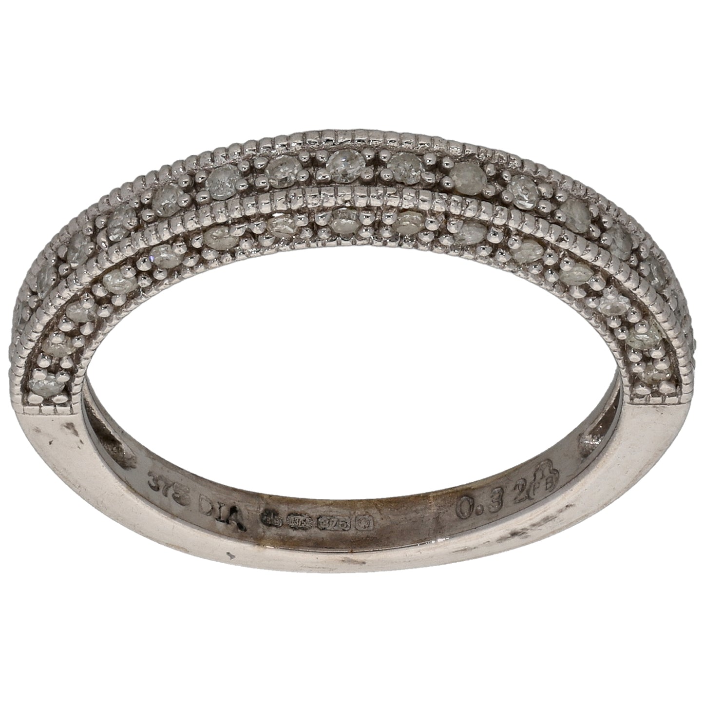 9ct White Gold 0.32ct Diamond Half Eternity Ring Size M