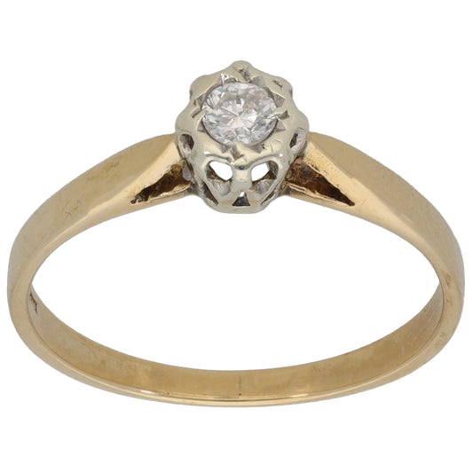 9ct Gold 0.09ct Diamond Solitaire Ring Size L