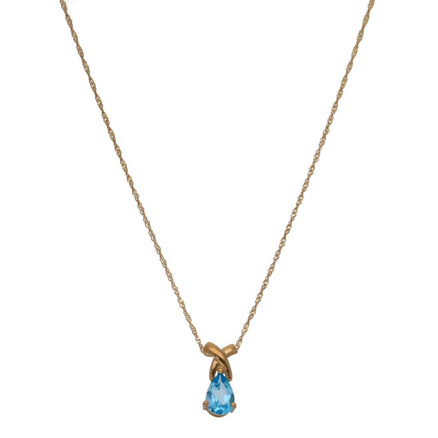 9ct Gold Topaz Single Stone Pendant With Chain