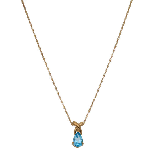 9ct Gold Topaz Single Stone Pendant With Chain