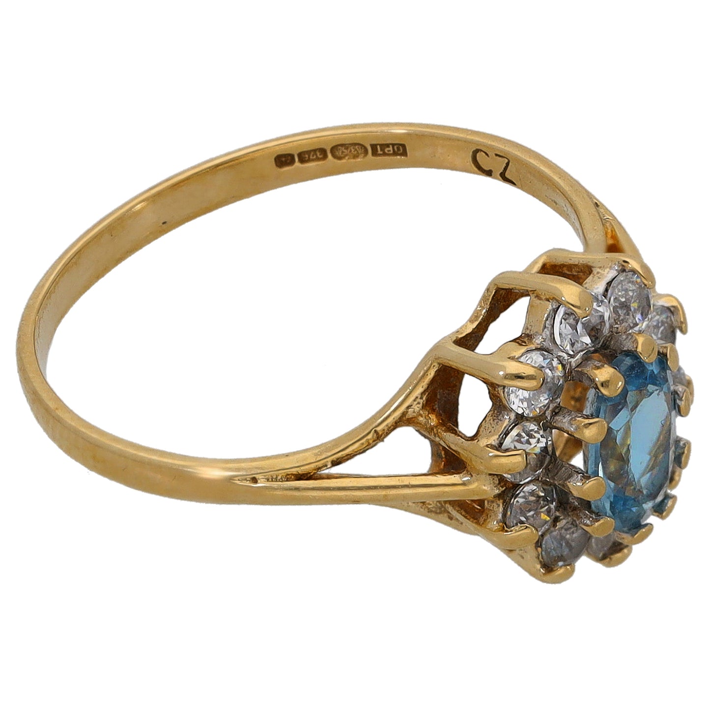 9ct Gold Imitation Gems Single Cluster Ring Size M