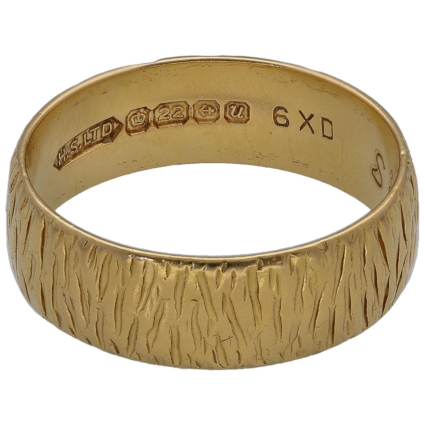 22ct Gold Patterned Wedding Ring Size L