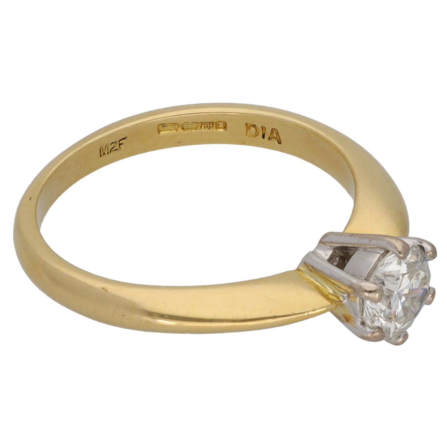 18ct Gold 0.55ct Diamond Solitaire Ring Size L