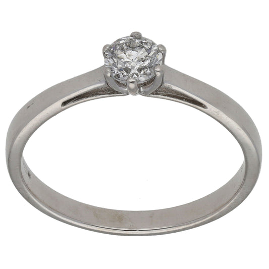 9ct White Gold 0.33ct Diamond Solitaire Ring Size O