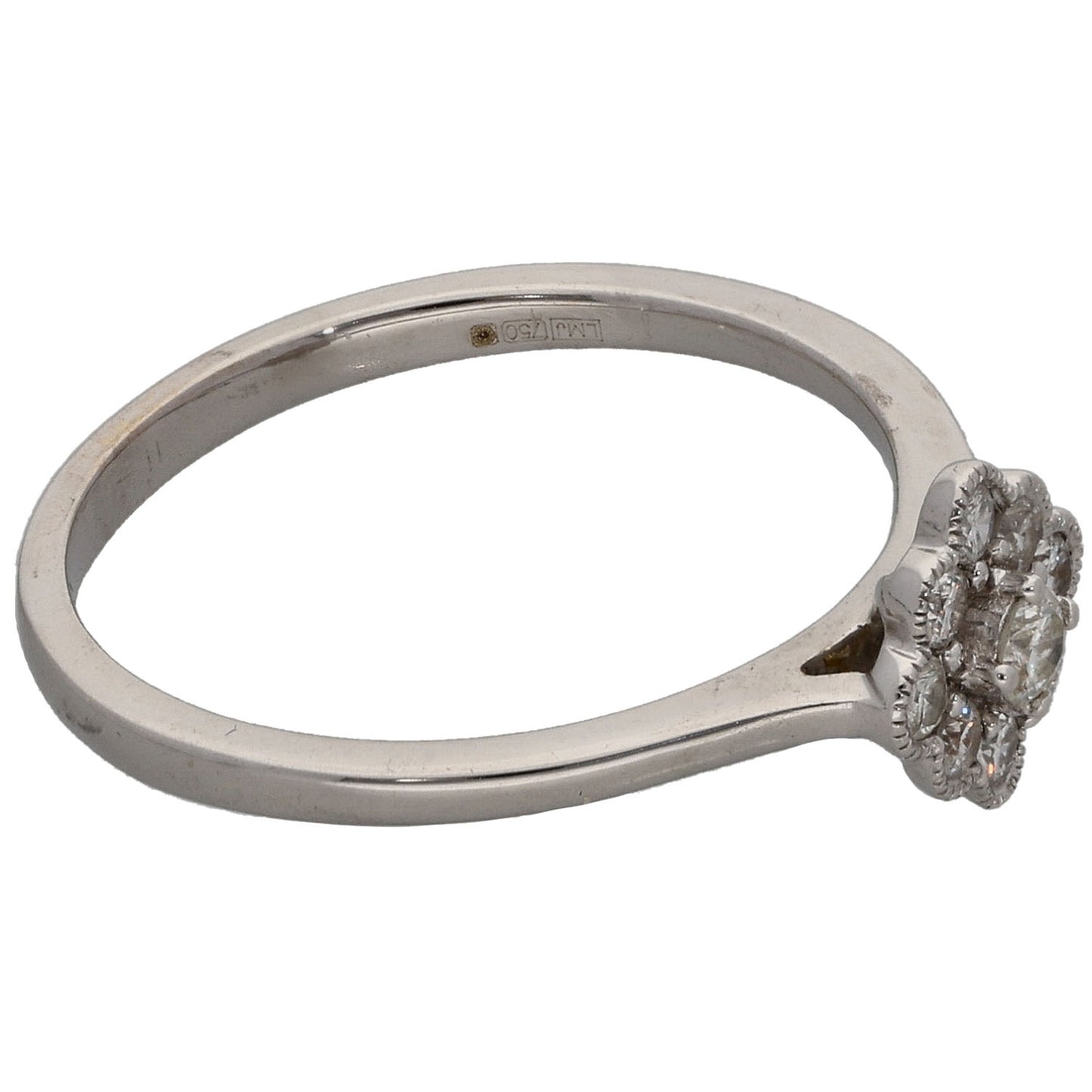 18ct White Gold 0.21ct Diamond Cluster Ring Size L