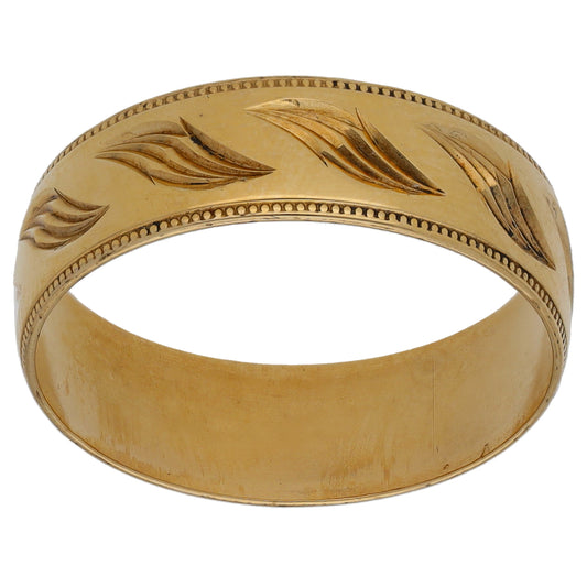 9ct Gold Patterned Wedding Ring Size S