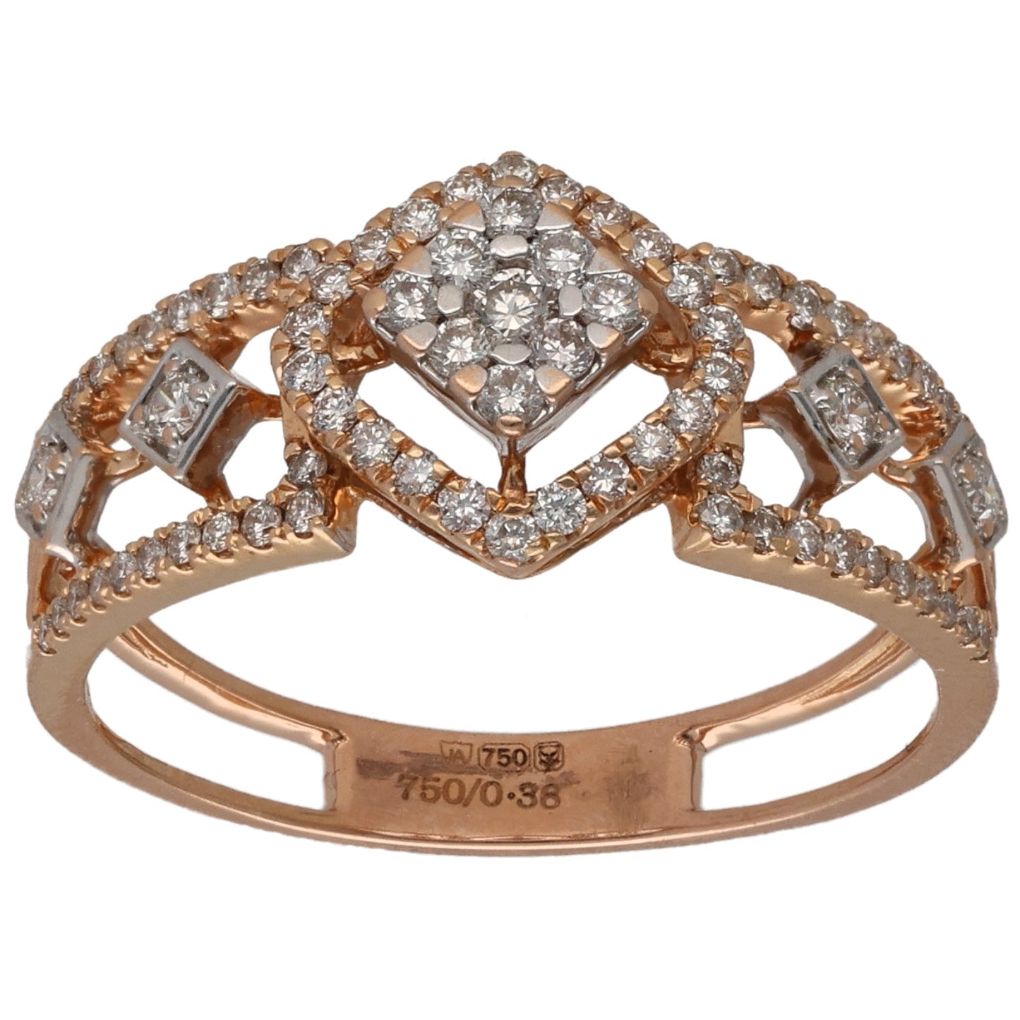 18ct Rose Gold 0.345ct Diamond Cluster Ring Size M