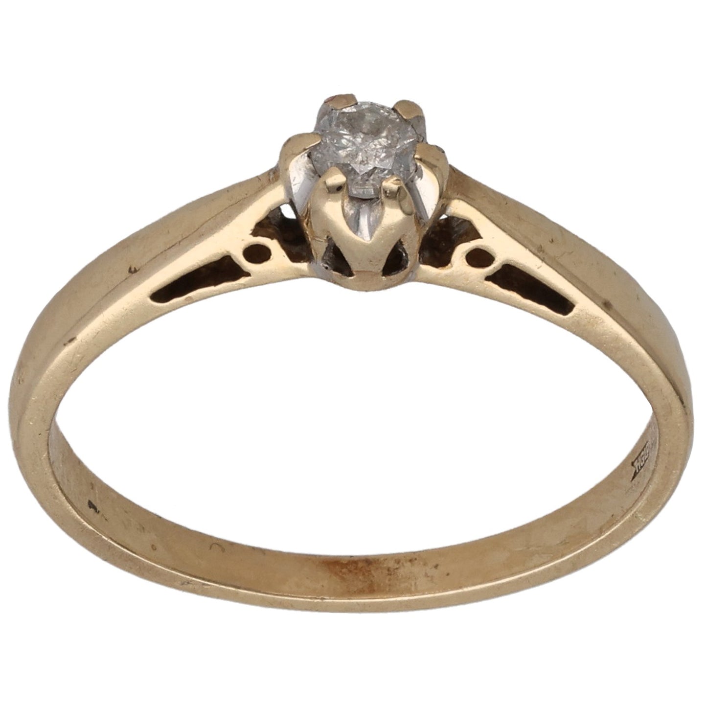 9ct Gold 0.08ct Diamond Solitaire Ring Size L
