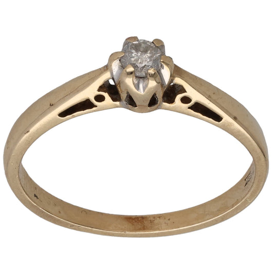 9ct Gold 0.08ct Diamond Solitaire Ring Size L