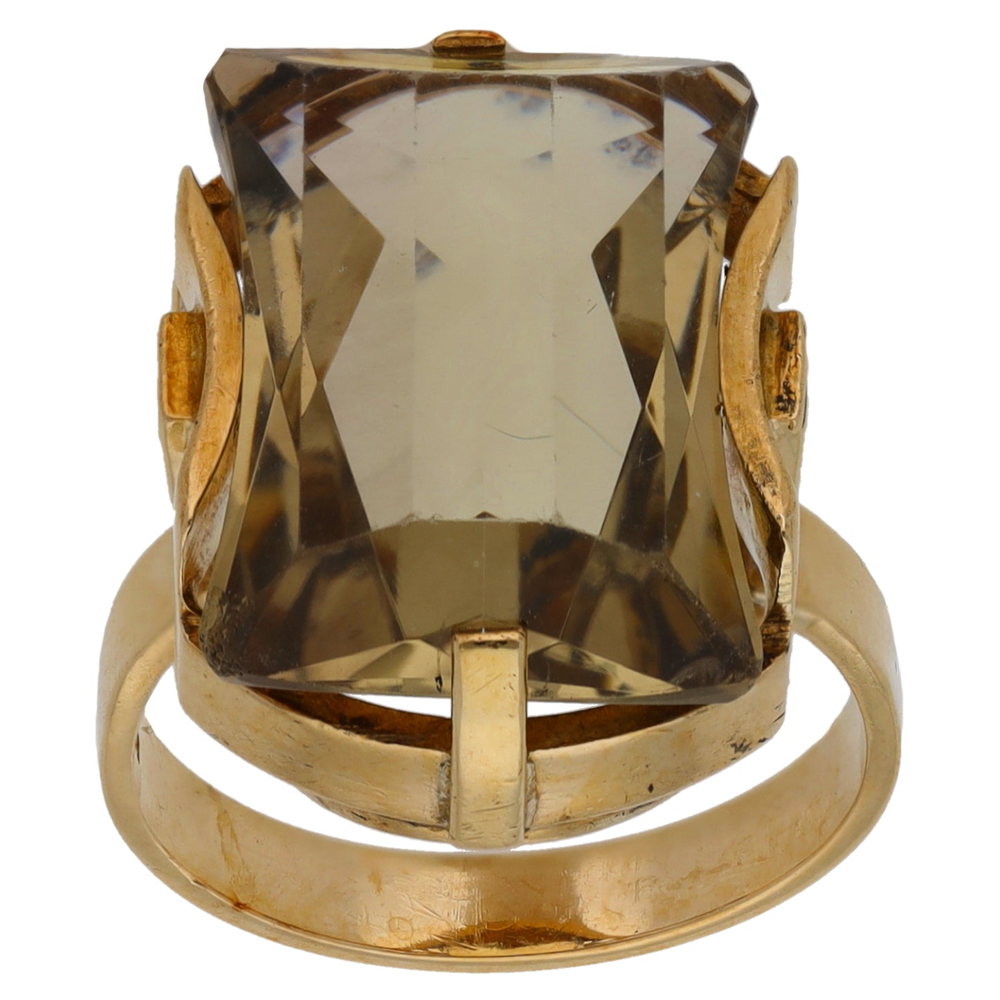 9ct Gold Smoky Quartz Single Stone Ring Size L