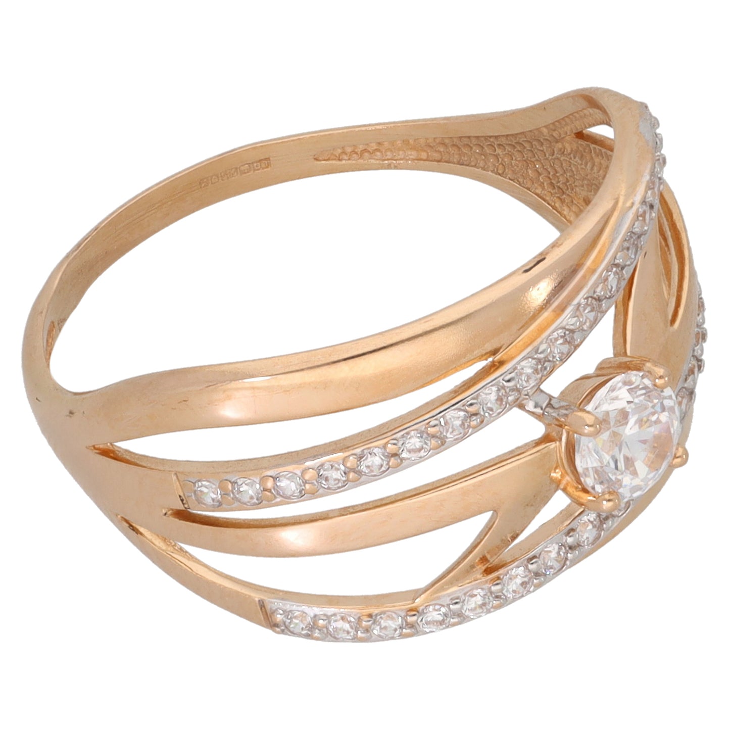 14ct Gold Cubic Zirconia Dress/Cocktail Ring Size P