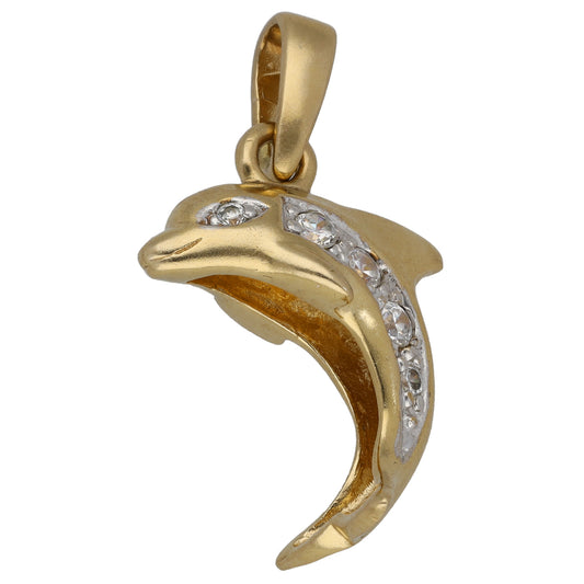 9ct Gold Cubic Zirconia Dolphin Pendant