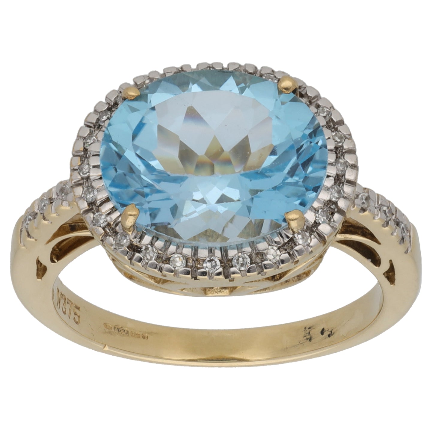 9ct Gold 0.28ct Diamond & Topaz Dress/Cocktail Ring Size O