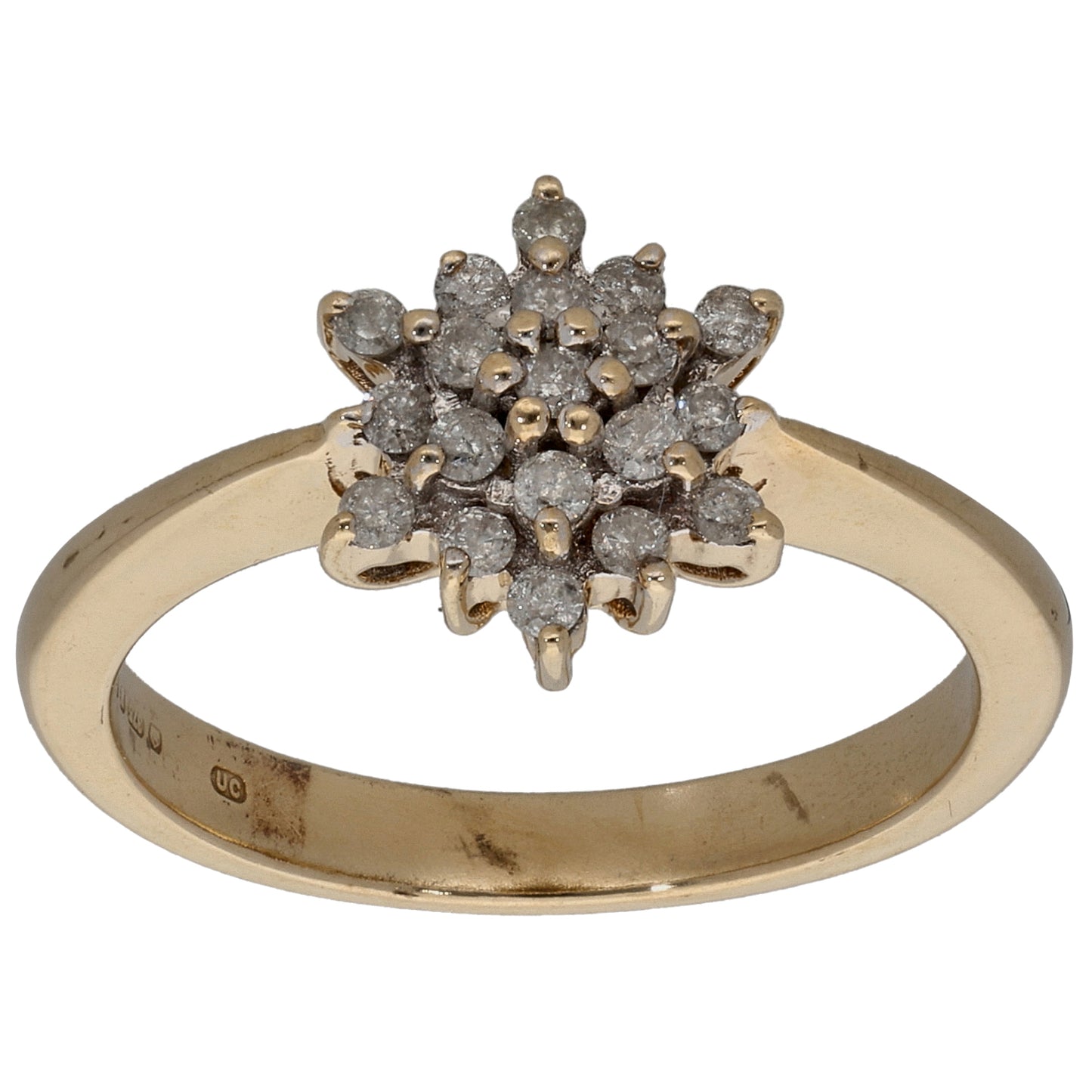 9ct Gold 0.19ct Diamond Cluster Ring Size M