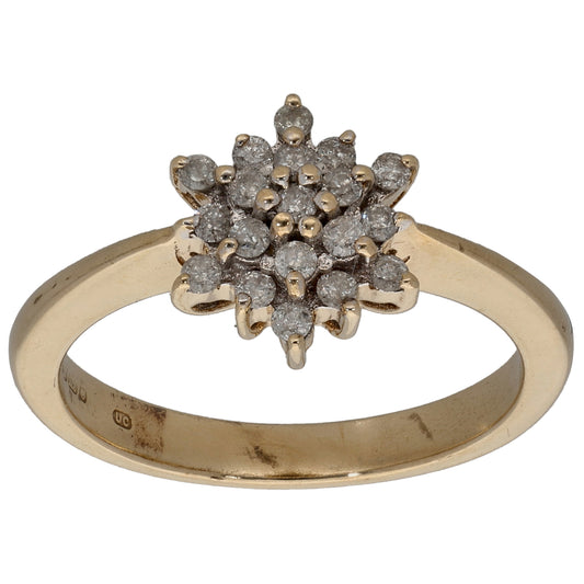 9ct Gold 0.19ct Diamond Cluster Ring Size M
