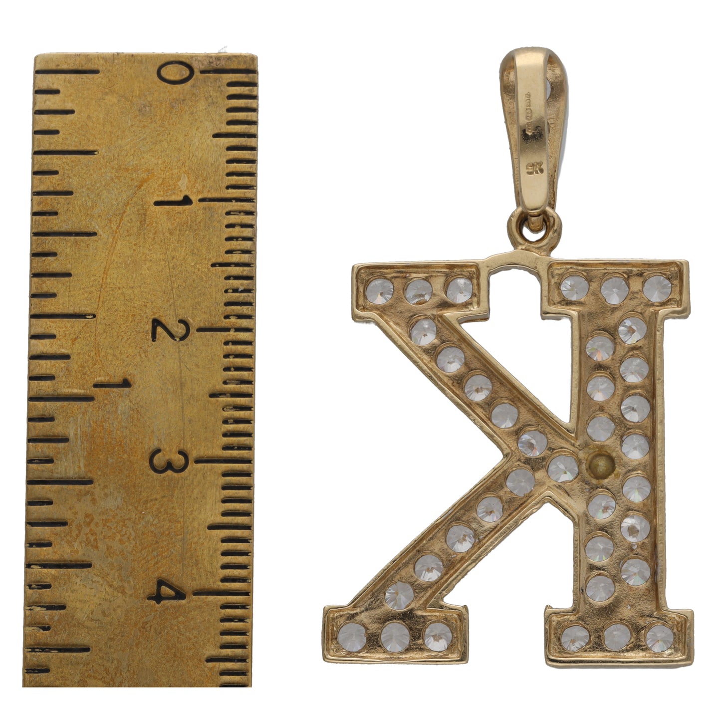 9ct Gold Cubic Zirconia Initial K Pendant