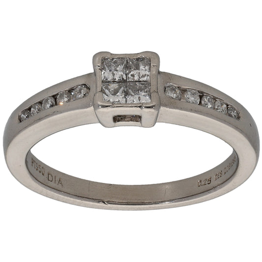 Platinum 0.25ct Diamond Dress/Cocktail Ring Size K