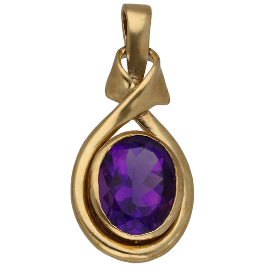 9ct Gold Amethyst Single Stone Pendant