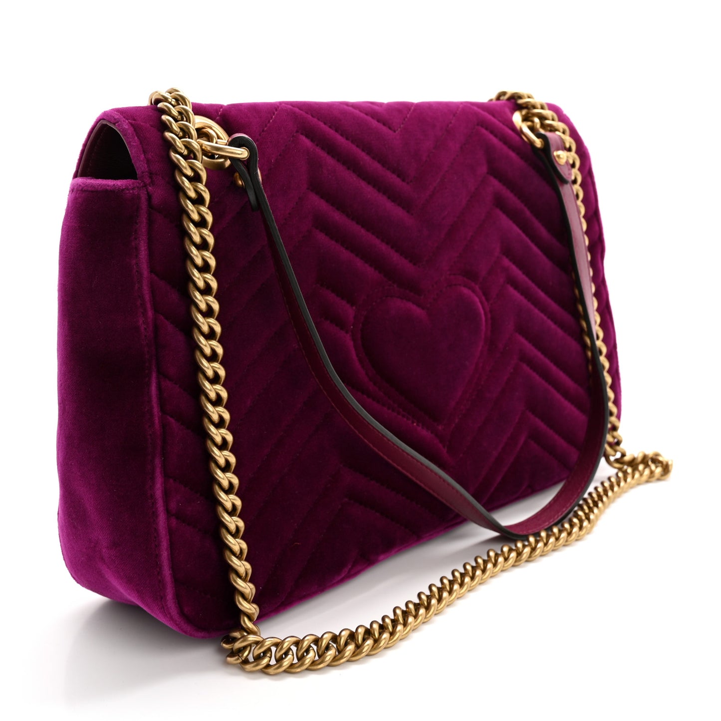 Gucci GG Marmont Velvet Matelasse Shoulder Bag - Fuchsia
