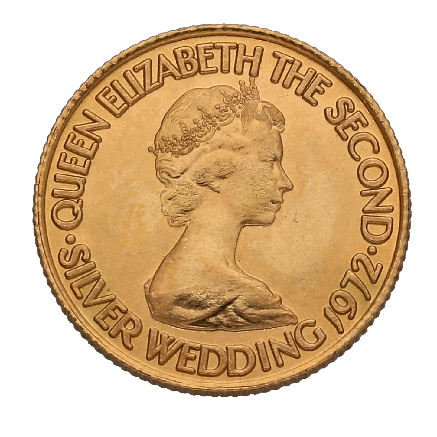 22ct Gold Queen Elizabeth II Silver Wedding Five Pounds Coin 1972