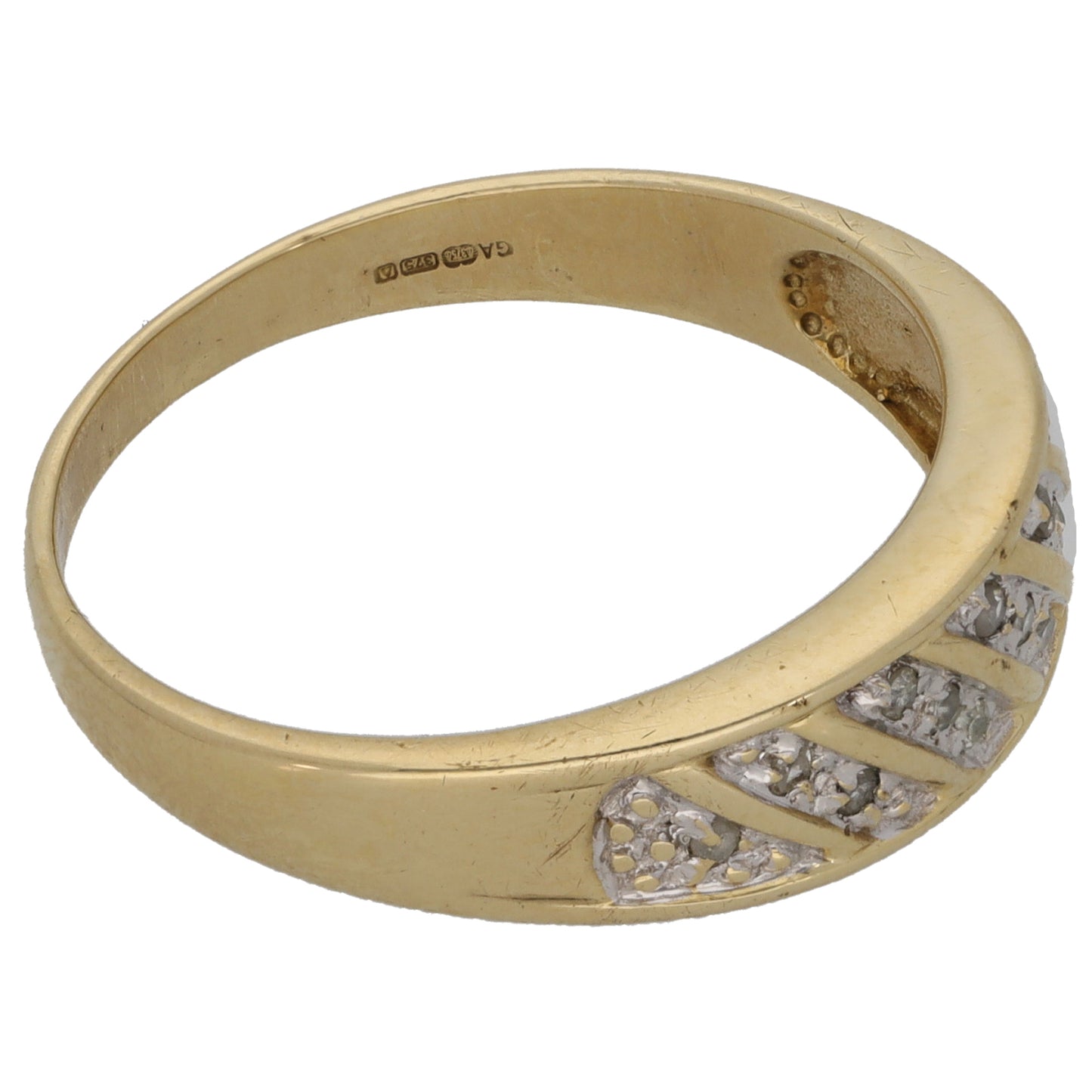 9ct Gold 0.075ct Diamond Alternative Ring Size T