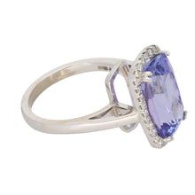 Load image into Gallery viewer, 18ct White Gold Tanzanite &amp; Diamond Dress/Cocktail Ring Size M
