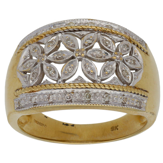 9ct Gold 0.26ct Diamond Dress/Cocktail Ring Size Q