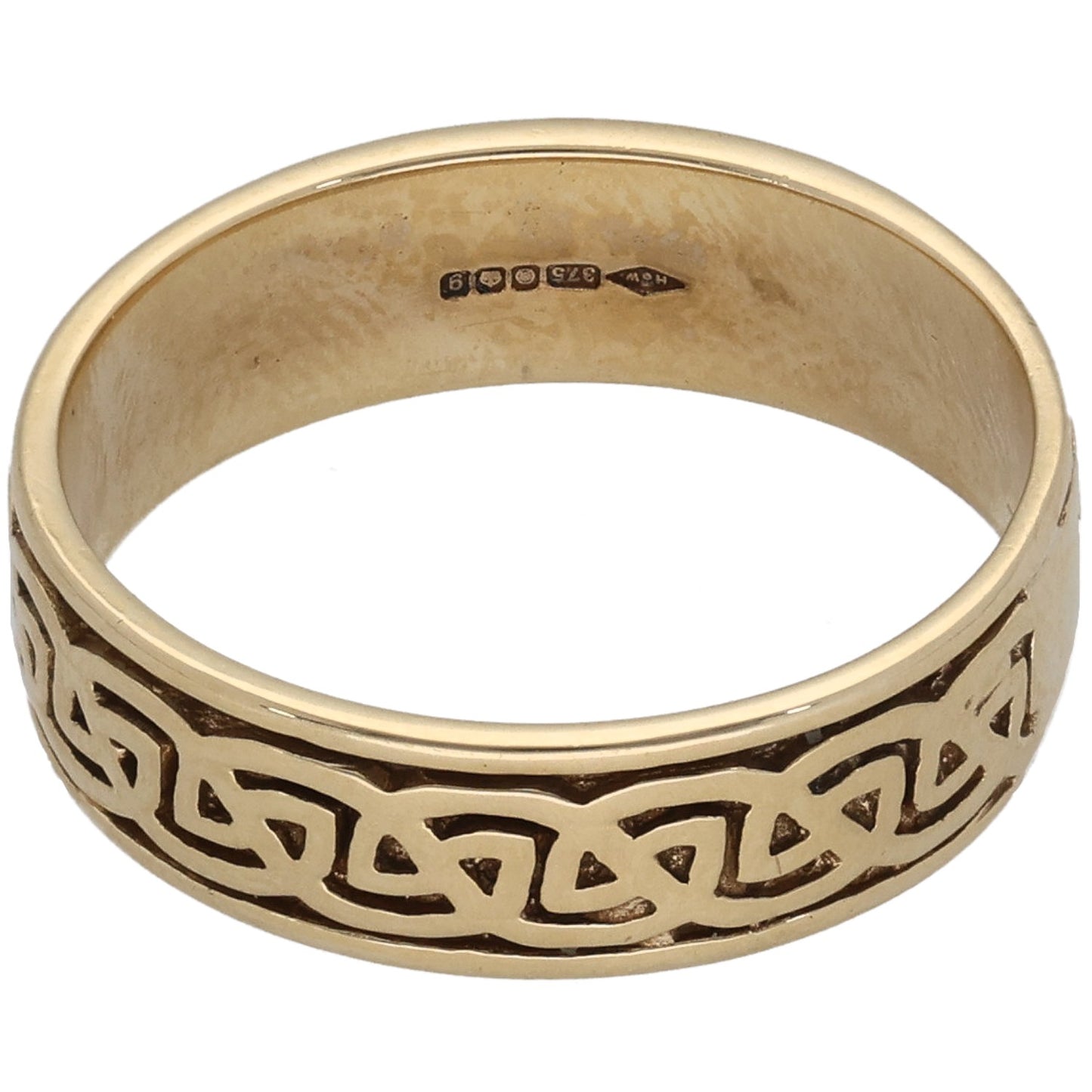 9ct Gold Patterned Wedding Ring Size T