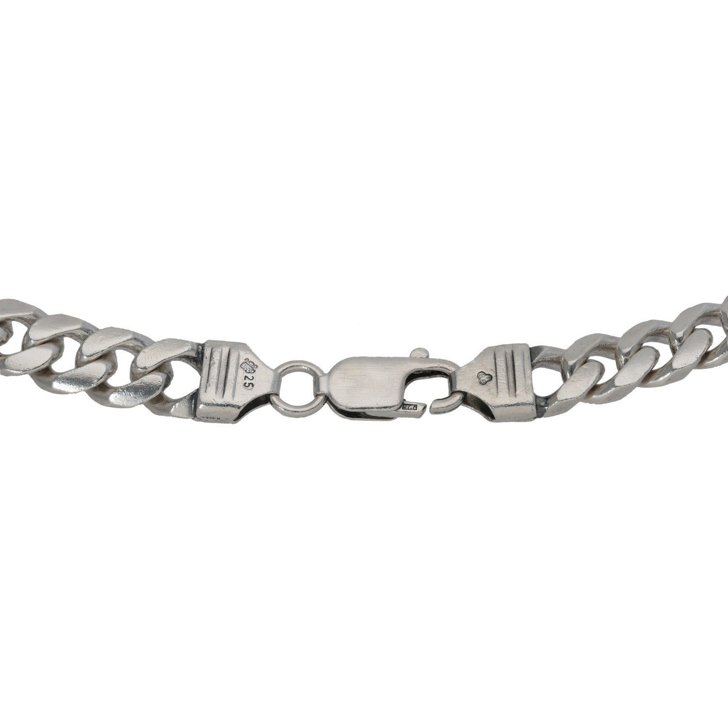 Sterling silver curb chain necklace with lobster clasp and safety latch