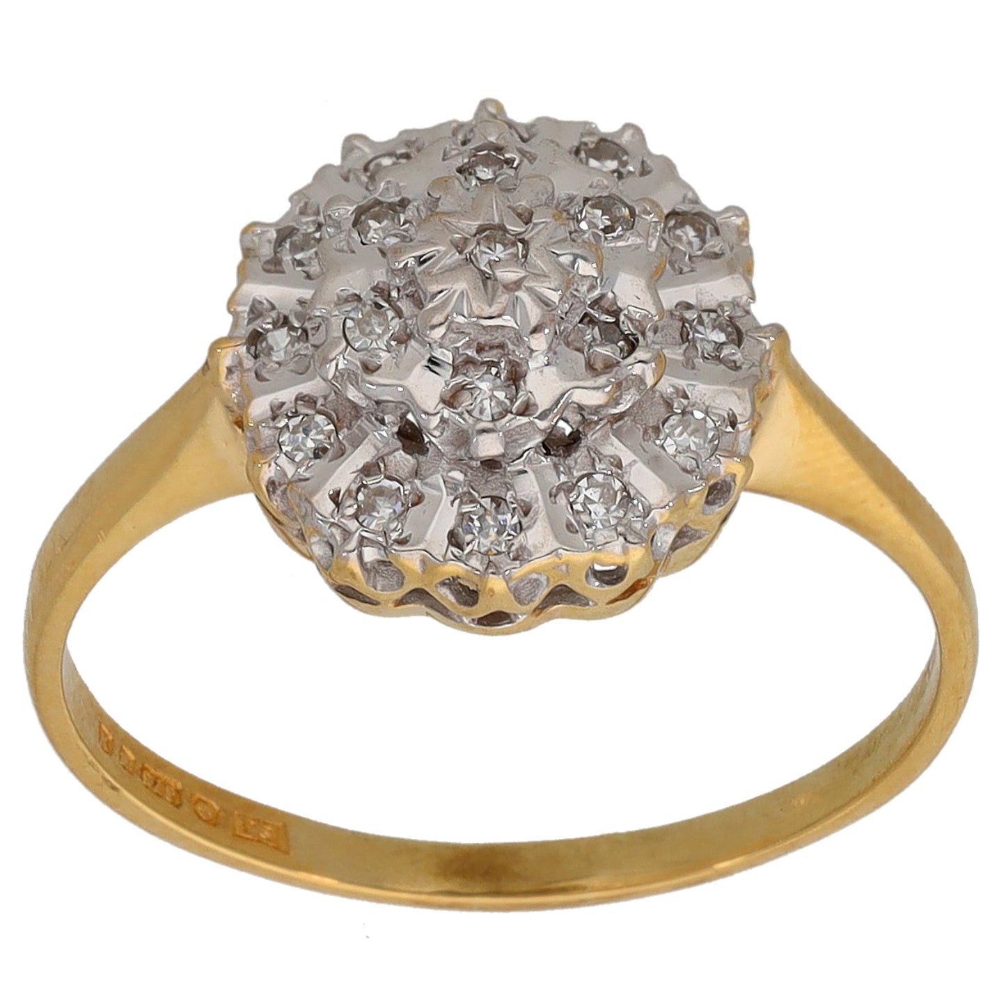 9ct Gold 0.095ct Diamond Cluster Ring Size L