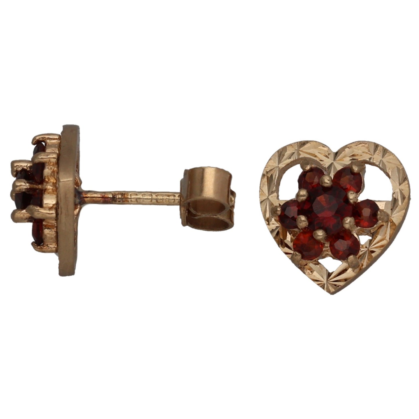 9ct Gold Garnet Stud Earrings