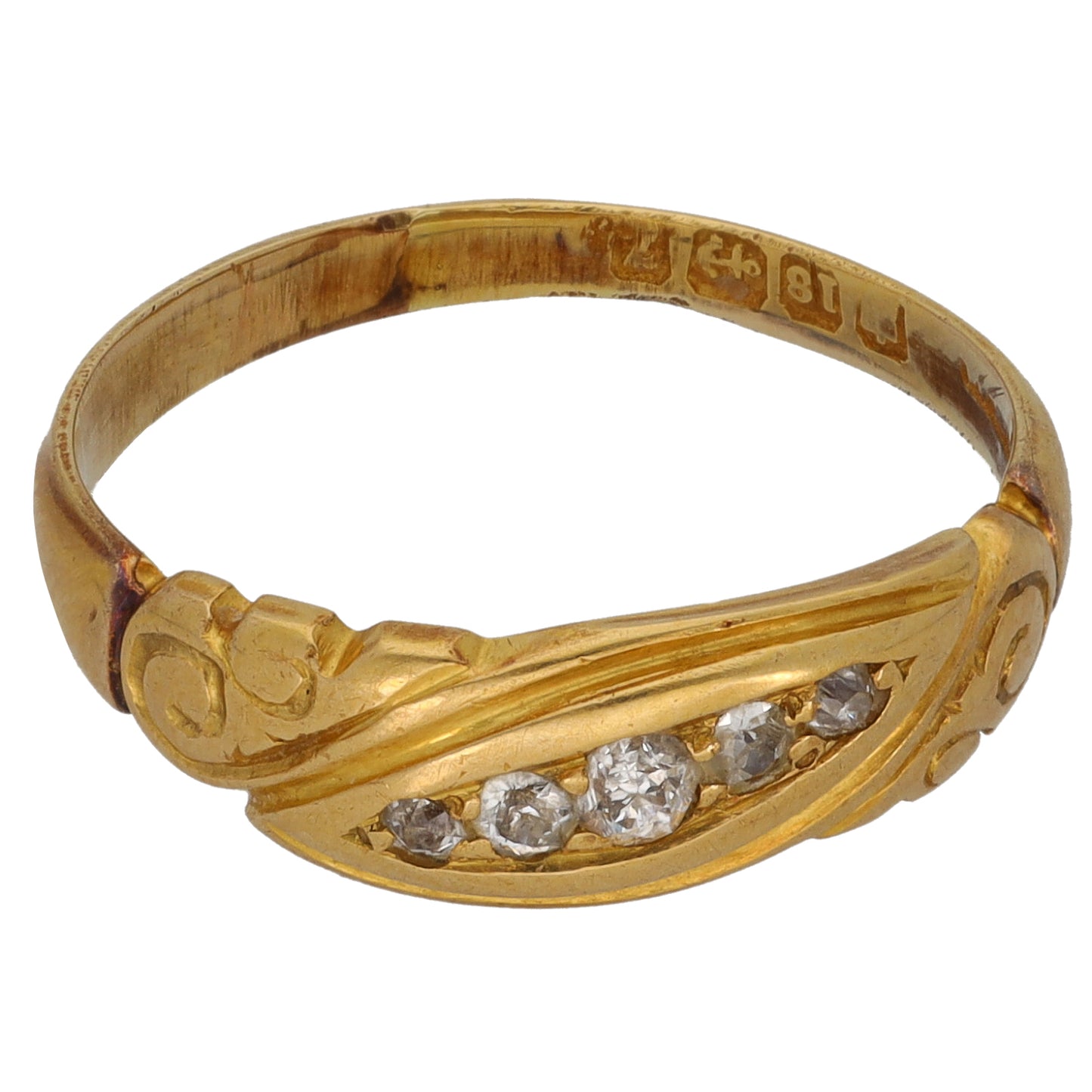 18ct Gold 0.13ct Diamond Dress/Cocktail Ring Antique & Vintage Size P